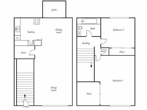 Two bedroom one bathroom floorplan